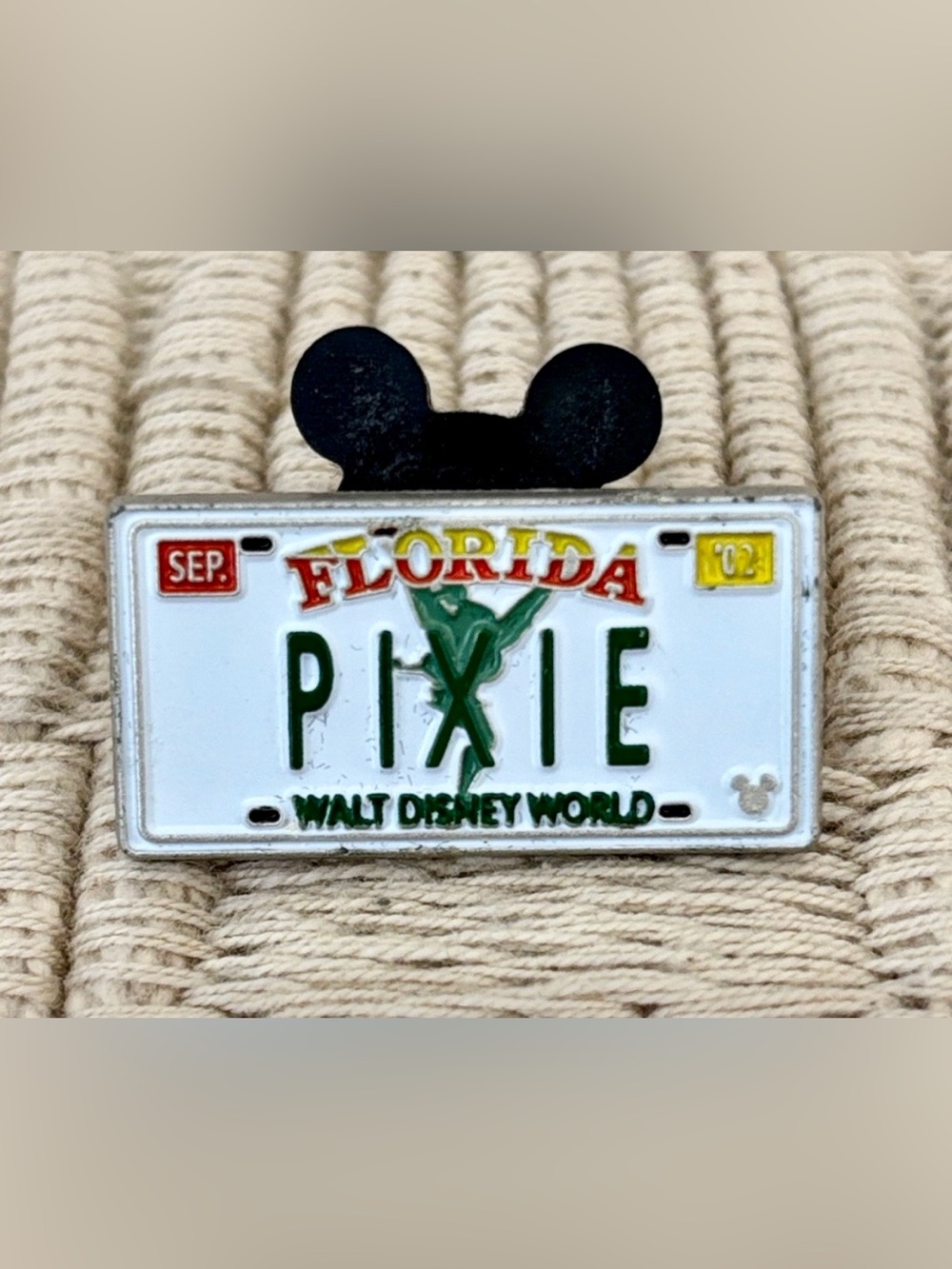 DISNEY 2007 Tinker Bell “Pixie” Florida License Plate Hidden Mickey Pin